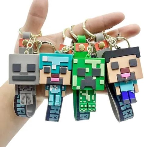 LUTFI 4 Pcs Pixel Miner Theme Keychain, 3D PVC Double-side Miner Creeper Face Keychain Backpack Hangers Pixel Party Favors for Kid Party Supplies Gift Minecraft Keychain, Pixel Keychain, Backpack Hanger, Keychain Backpack, Backpack Keychains, Kids Party Supplies, Pen Pouch, Keychain Set, Texture Packs