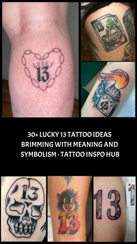 The number 13 has long been associated with both good and bad luck. For some, it’s considered an unlucky number that should be avoided. But for others, 13 is Lucky 13 Tattoo Design, 13 Tattoo Ideas, Lucky 13 Tattoo, Are Tattoos, The Number 13, Barcode Tattoo, Starfish Tattoo, 13 Tattoo, Octopus Tattoos