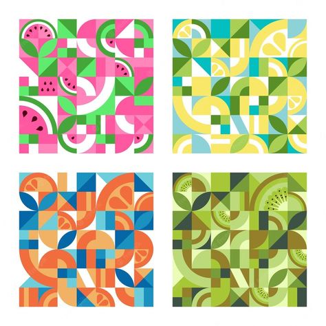 Watermelon Pattern, Textile Prints Design, Abstract Pattern Design, Geometric Textures, The Bauhaus, Bauhaus Style, Retro Background, Abstract Geometric Pattern, Abstract Vector