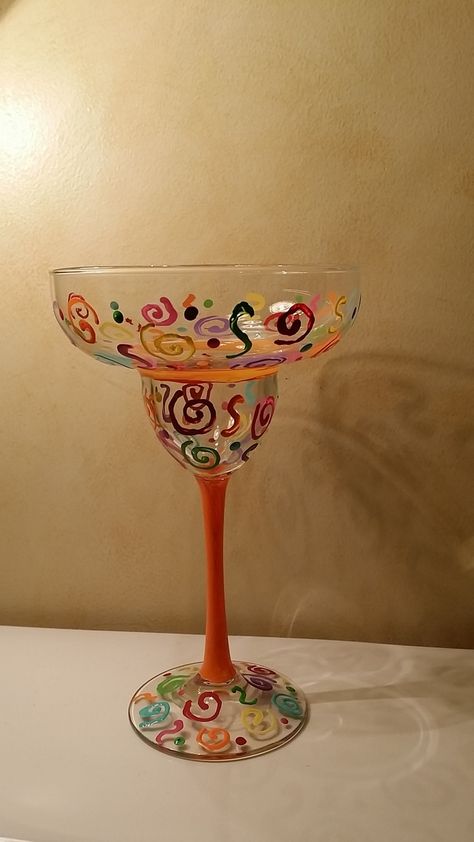 Margarita Glasses Diy, Margarita Glass Painting, Glass Painting Diy, Painting Diy Easy, Canvas Painting Party, Glass Painting Art, Wine Glass Painting, Party Painting, Glass Painting Designs