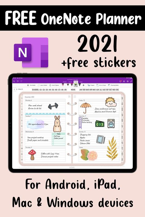 Download this FREE OneNote digital planner for 2021 with weekly and monthly spreads. Works for Android, iPad, Windows and Mac. #digitalplanner #digitalplanning #onenoteplanner #onenote #ipadplanner #freedigitalplanner #freeplanner #2021planner #onenotedigitalplanner Onenote Planner Templates Free 2023, Onenote Digital Planner, Onenote Planner, Note Planner, Onenote Template, One Note Microsoft, To Do List Printable, Planner Writing, Planner Setup