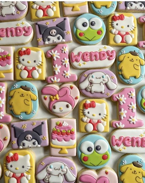 Hello Kitty And Friends Cookies, Sanrio Sugar Cookies, Hello Kitty Sugar Cookies, Friends Cookies, Sanrio Party, Hello Kitty Cookies, Nice Tattoos, Best Brownie Recipe, Cookie Images