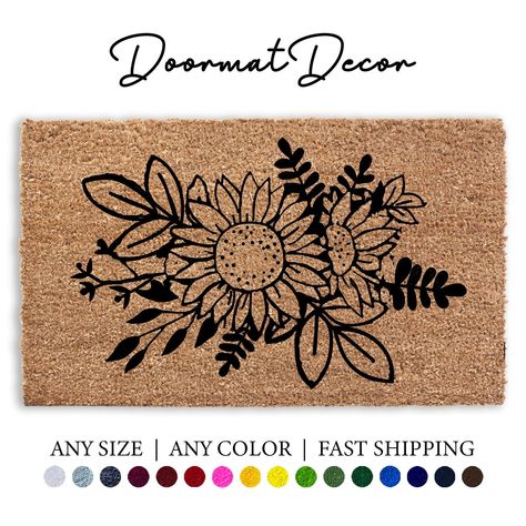 Flower Door Mat, Realtor Client Gifts, Outdoor Welcome Mat, Door Mat Diy, Funny Welcome Mat, Coir Mat, Dyi Projects, Funny Doormats, Coir Doormat