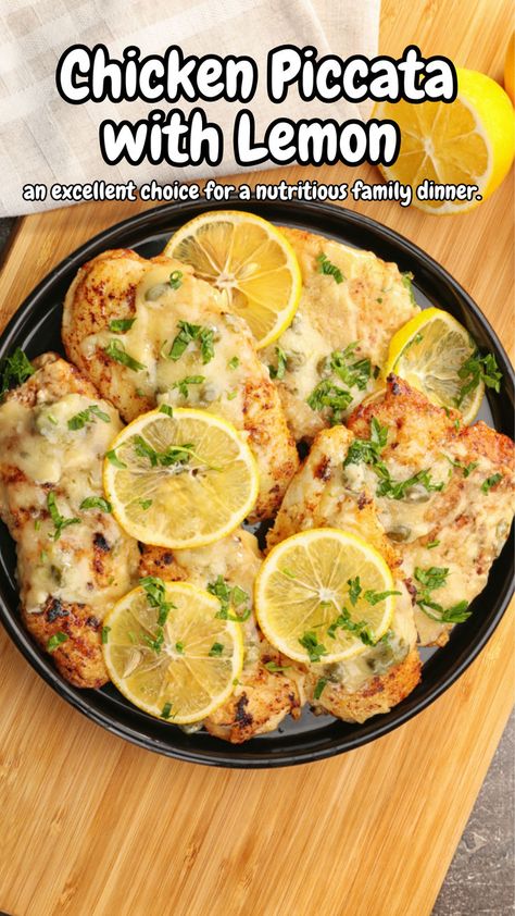 Discover the flavors of Chicken Piccata with Lemon! 🍋🍗 This classic Italian dish features tender chicken breasts sautéed in a buttery lemon and caper sauce. Easy to prepare and full of vibrant flavors, it’s perfect for a quick weeknight dinner or a special occasion meal. Pair it with pasta or a fresh salad for a delightful dining experience. #ChickenPiccata #ItalianCuisine #QuickDinner #FlavorfulMeals #EasyRecipes #LemonChicken Family Dinner Chicken, Easy Chicken Piccata Recipe, Chicken Piccata Healthy, Easy Chicken Piccata, Capers Chicken, Lemon Chicken Piccata, Lemon Caper Sauce, Piccata Recipe, Caper Sauce