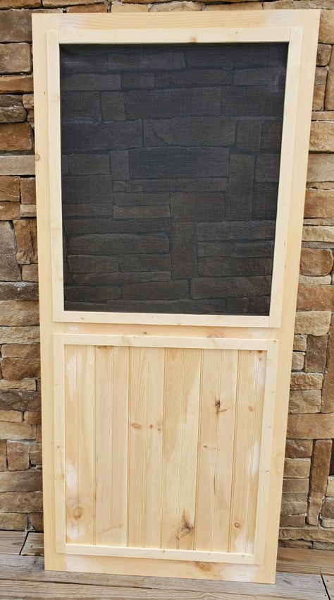 Diy Wooden Screen Door, Wooden Screen Door Ideas, Mobile Home Front Door, Latest Window Designs, Cedar Screen, Picket Projects, Screen Door Ideas, Custom Screen Doors, Backyard Improvements