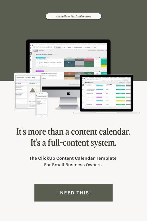 Content Calendar Template On ClickUp Virtual Assistant Tools, Content Calendar Template, Small Business Organization, Content Calendar, Content Planning, Business Systems, Content Calendars, Web Design Agency, Content Marketing Strategy