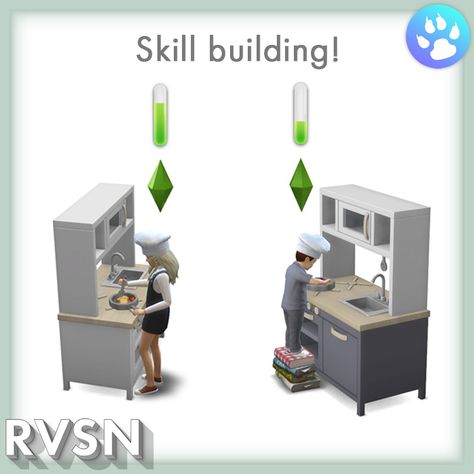 Sims 4 Chef Cc, Sims 4 Toddler Mods, Sims 4 Functional Cc, Sims 4 Skills, Sims 4 Functional, Ts4 Kids, Kitchen For Kids, Los Sims 4 Mods, Sims 4 Kitchen