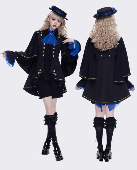 🖤💙Embrace the darkness within with our Ciel Phantomhive-inspired outfits! Set 1: Shirt + Lolita Skirt; Set 2: Shirt + Ouji Shorts + Coat Get Yours Now👉 https://www.devilinspired.com/ouji-fashion #devilinspired #oujifashion #oujilolita #gothicfashion #gothlolita #ouji #gothaesthetic #eglcommunity Ouiji Girl Fashion, Ouji Fashion Girl, Ouji Shorts, Ouji Style, Ouji Fashion, Embrace The Darkness, Yume Kawaii, Oc Design, Ciel Phantomhive