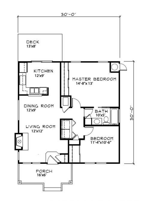 Plan #515-19 - Houseplans.com 800 Sq Ft 2 Bedroom House Plans, Two Bedroom 1 Bath House Plans, Simple Cottage Plans, 30x30 Floor Plans 2 Bedroom, Small Square House Plans, 900 Sqft House Plan, 650 Sq Ft House Plans 2 Bedroom, 30x30 House Plans 2 Bedroom, Simple Two Bedroom House Plans