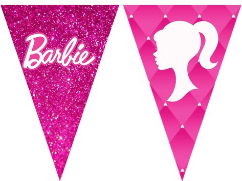 Barbie Happy Birthday Banner, Barbie Banner, Barbie Backdrop, Preschool Pattern Activities, Barbie Decorations, Ribbon Invitation, Pattern Activities, Baby Shower Crafts, Barbie Theme