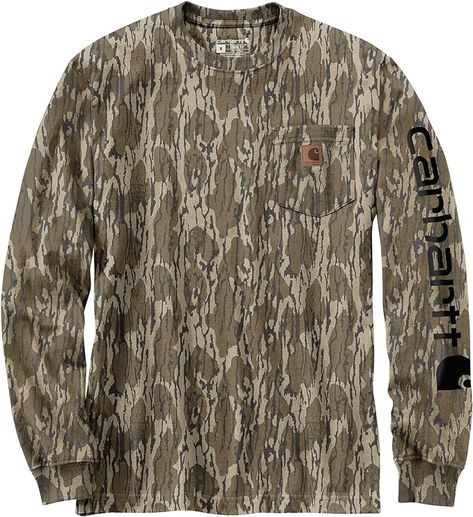 Carhartt Men's Loose Fit Heavyweight Long-Sleeve Pocket Camo Logo Graphic T-Shirt Available on Amazon: https://amzn.to/3ZzZQmi Bottomland Camo, Casual Country Outfits, Camo Long Sleeve, Carhartt T Shirt, Cute Country Outfits, Western Wear Outfits, Carhartt Shirts, Western Style Outfits, Pocket Logo