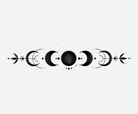 Tattoo Designs Moon, Cycle Tattoo, Moon Cycle Tattoo, The Moon Tattoo, Eclipse Tattoo, Moon Phases Tattoo, Tattoo Moon, Witch Tattoo, Moon Tattoo Designs