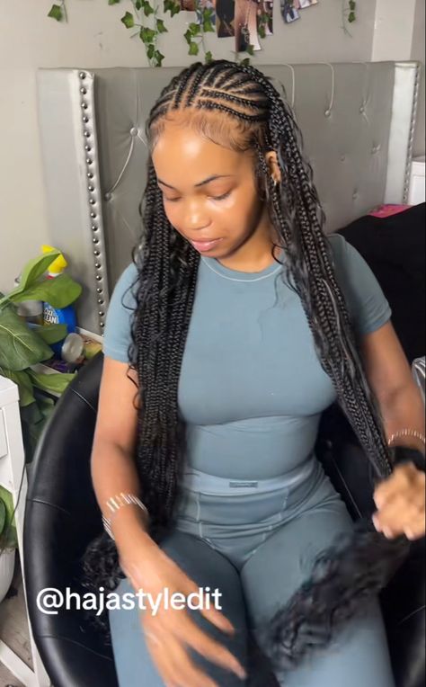 Fulani Boho Knotless Braids, Side Part Fulani Braids Hairstyles, Fulani Braids With Bow, Styling Fulani Braids With Scarf, Fulani Braids Center Part, Fulani Braids With Accessories, Hair Braid Designs, Weave Hairstyles Braided, Braided Hairstyles For Black Women Cornrows