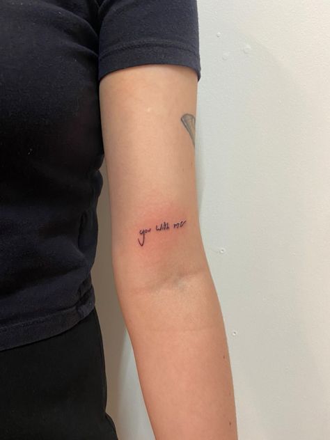 Billi Eilish Tattoo Ideas, You With Me Tattoo, Matching Billie Eilish Tattoos, Small Billie Eilish Tattoos, What Was I Made For Billie Eilish Tattoo, Blohsh Tattoo Ideas, You With Me Billie Eilish Tattoo, Billie Eilish Handwriting Tattoo, Listen Before I Go Tattoo