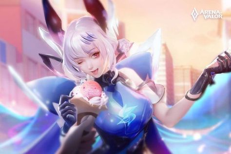 Liliana Fanart, Liliana Wave, Wave Rov, Rov Icon, Liliana Rov, Waves Icon, Cartoon Character Design, Anime Angel, Mobile Legends