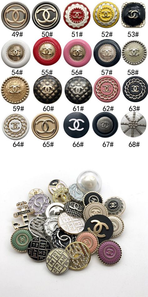 Fashion Buttons Design, Luxury Chic Button-up Outerwear, Luxury Vintage Outerwear With Button Cuffs, Chanel Buttons, Schiaparelli Buttons, Chanel 90s, Chanel Buttons For Sale, Vintage Chanel Jewelry, Button Fashion