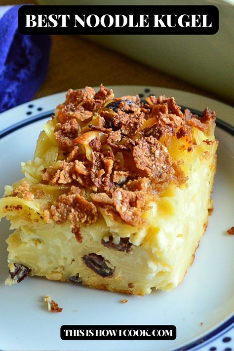 Sweet Noodle Kugel Recipe, Kugel Recipes, Sweet Noodle Kugel, Mama Noodles, German Noodles, Noodle Kugel Recipe, Potato Kugel, Jewish Cuisine, Baking Muffins