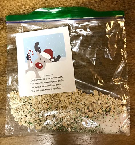 Reindeer Food — spread in your yard on Christmas Eve!!!   “Just sprinkle on your lawn at night. The moon will make it sparkle bright. As Santa’s reindeer fly & roam, This will guide them to your home!”  3 tbsp. of oats (oatmeal) 1 tbsp. sugar Several shakes of glitter Glitter Food, Homemade Christmas Crafts, 2025 Ideas, Food Spread, Glitter Reindeer, Reindeer Food, Glitter Christmas, Homemade Christmas, Christmas Eve