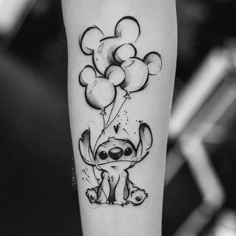 Disney Stitch Tattoo, Lilo And Stitch Tattoo, Disney Sleeve Tattoos, Stitch Tattoo, Inspiration Tattoos, Disney Tattoo, Tatuaje A Color, Thigh Tattoos Women, Cute Tattoos For Women