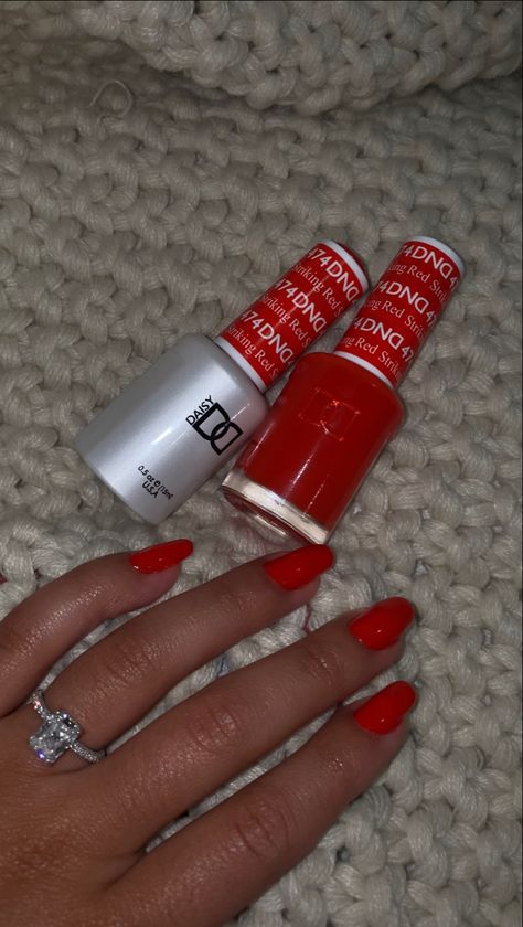 Dnd Gel Polish Colors Red Cherry, Dnd Red Cherry Nails, Striking Red Dnd, Bright Red Nails Dnd, Nail Colors That Go With Red Dresses, Dnd 474 Striking Red, Dnd Red Gel Polish Christmas, Dnd Red Nail Polish, Dnd Lava Red Nails