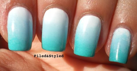 Color Fade Nails, Nails With Light Blue, Color Calipso, French Fade Nails, Fade Nails, Cowboy Nails, Faded Nails, Cruise Nails, French Fade