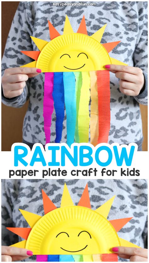 Paper Plate Rainbow, Jars Design, Cute Diy Crafts, Sun And Rainbow, Paper Plate Craft, Rainbow Craft, Journal Videos, Paper Plate Crafts For Kids, Craft Easy