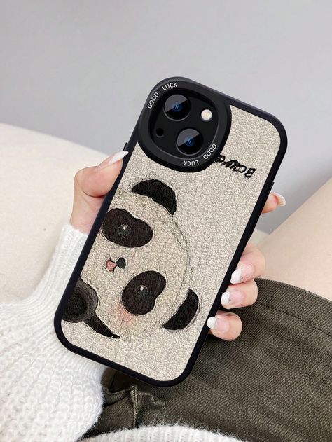 Multicolor  Collar  TPU Animal Phone Cases Embellished   Cell Phones & Accessories Cute Panda Phone Cases, Panda Phone Cover, Mobile Back Cover Design, Mobile Cover Design, Fluffy Phone Cases, Back Cover Design, Phone Case Diy Paint, Diy Phone Case Design, Panda Drawing