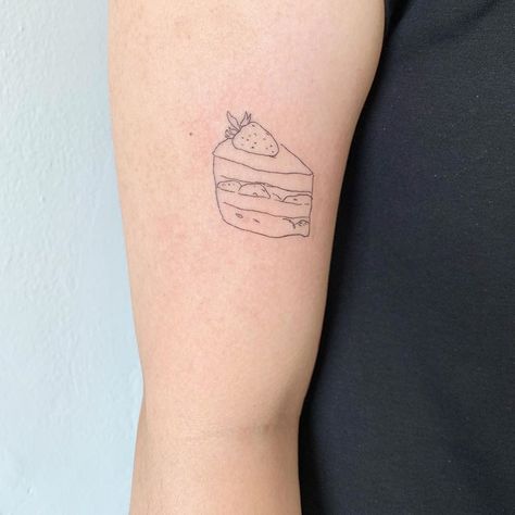 Yoni on Instagram: “Strawberry cake 🍓  #kawayoni #yonidrawing” Cake Tattoo Minimalist, Carrot Cake Tattoo, Heart Cake Tattoo, Minimalist Tattoo Strawberry, Strawberry Cake Tattoo, Two Strawberries Tattoo, Strawberry Tattoo Linework, Detailed Strawberry Tattoo, Cake Tattoo