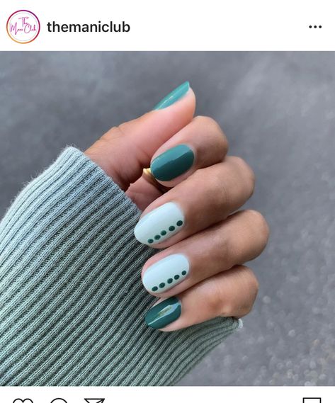 Mismatched Nails, Two Color Nails, Mint Nails, Multicolored Nails, Teal Nails, Art Designs Ideas, Cute Gel Nails, Spring Nail Art, Short Acrylic Nails