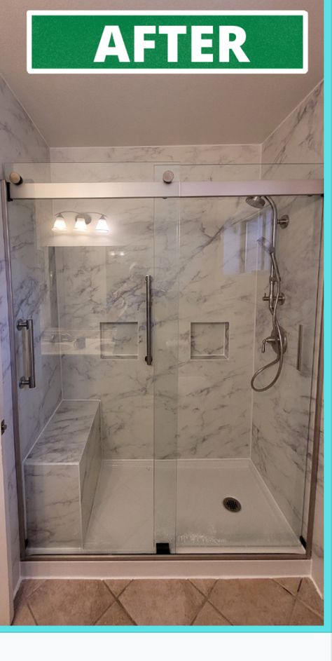 Walk In Shower With Seat, Modern Bathroom Design Tile, Shower With Seat, Luxury Bathroom Master, Guest Bathroom Essentials, Small Full Bathroom, Basement Bathroom Remodeling, Small Shower Remodel, Full Bathroom Remodel