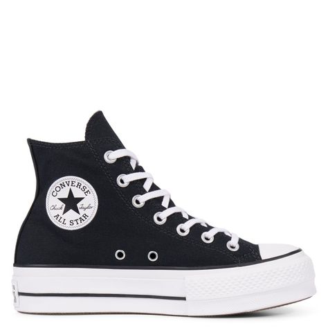 Converse Chuck Taylor High Top Sneakers Black High Top Converse Platform, Converse Chuck Taylor All Star Lift, Convers Black, Black Converse Platform, Converse High Top Platform, Black All Stars, Converse All Star Platform, Converse Black And White, Converse Haute