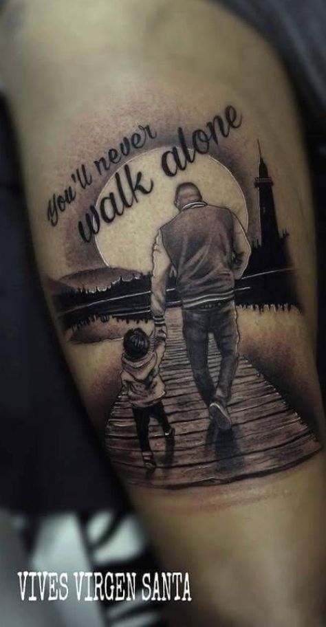 Grandson Tattoo Ideas For Men, Creative Tattoos For Men Inspiration, Father Son Tattoo Ideas, Baby Tattoo For Dads, Son Tattoo Ideas, Father Son Tattoo, Tattoos For Dad Memorial, Family Tattoos For Men, Father Daughter Tattoos