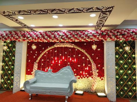 Wedding decoration | Mandap decor, Destination wedding decor, Wedding background decoration Varmala Stage, Marriage Backdrop, Stag Decoration, Engagement Background, Marriage Hall Decoration, Stage Decoration Photos, Marriage Hall, Engagement Stage Decoration, Nikah Decor