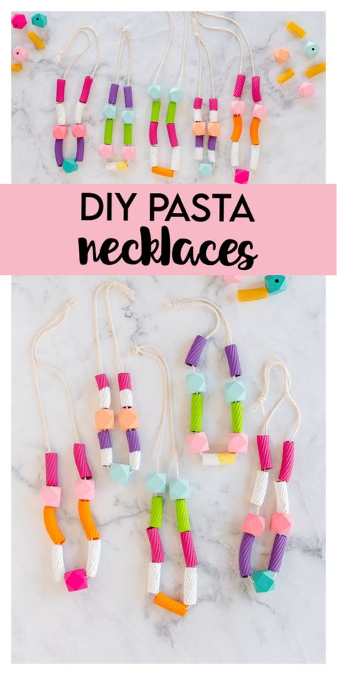 Pasta Necklaces Preschool, Noodle Necklace Preschool, Noodle Necklaces For Kids, Pasta Jewelry For Kids, Macaroni Necklaces Kids Crafts, Pasta Necklace Craft Kids, Diy Necklace Kids, Noodle Jewelry, Pasta Jewelry