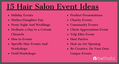 Salon Manager Duties, Hair Salon Party Ideas, Salon Event Ideas, Opening A Salon, Hairstylist Marketing, Salon Openings, Salon Promotions, Salon Business Plan, Salon Party