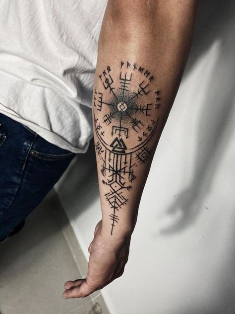 Viking Compass Tattoo, Viking Tattoos For Men, Scandinavian Tattoo, Viking Tattoo Symbol, Viking Tattoo Sleeve, Half Sleeve Tattoos Forearm, Vikings Tattoo, Rune Tattoo, Wrist Tattoos For Guys