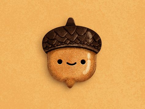 Cute little acorn by vitus studio on Dribbble Acorn Drawing Simple, Acorn Character, Acorn Illustration, Yard Statues, Acorn Tattoo, Acorn Art, Acorn House, Crafty Jewelry, Thanksgiving Art