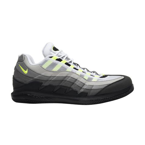 Check out the NikeCourt Vapor RF x Air Max 95 'Neon' on GOAT Rf Logo, Air Max 95 Neon, Neon Details, Air Max 95, Roger Federer, New Model, Mens Shoes Sneakers, All Black Sneakers, Air Max