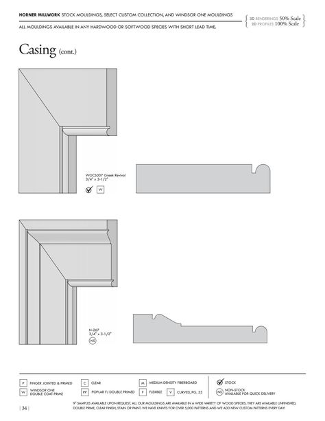 Over 60 years ago Horner Millwork began a pursuit to produce beautiful millwork for the local building community. Today as an industry leader, our product offering includes a wide variety of windows, doors, kitchens, and stairs, and our moulding collection has reached well over three thousand unique profiles. We are pleased to present this collection of some of our most popular moulding profiles. Door Moulding Design, Ncidq Exam, Moulding Styles, Moulding Door, Moulding Detail, Door Moldings, Moulding Design, Architrave Door, Window Moulding