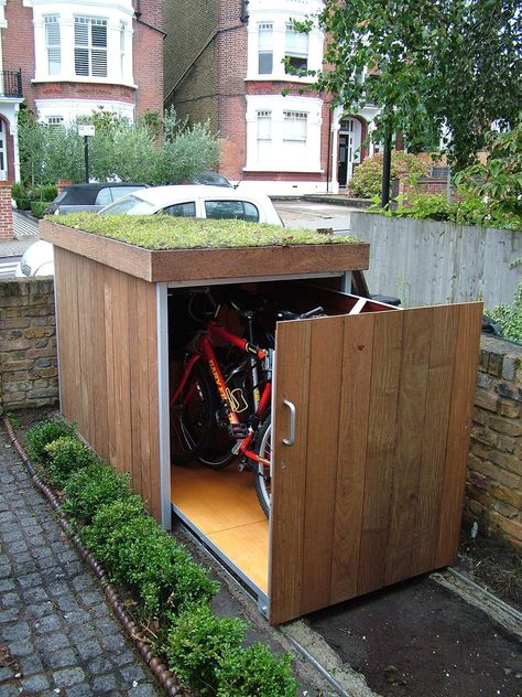 Space Garden, Simple Garden, Outdoor Biking, Small Sheds, Bike Shed, Bike Storage, Shed Plans, Garden Storage, Storage Shed