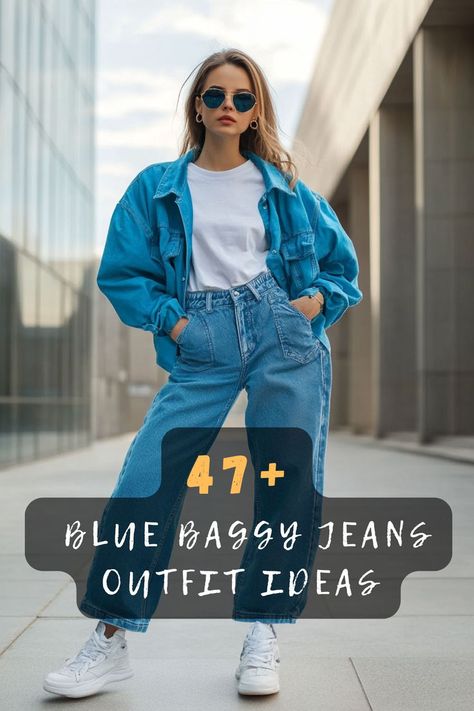 Get inspired by 47 street-style looks with blue baggy jeans that scream fashion-forward. Paired with everything from edgy sneakers to sleek blazers, these outfits captivate. Click to discover these stylish combos and unleash your inner fashionista! 👖🔥 #StreetStyle #BaggyJeans #FashionForward #EdgyLooks #StyleInspo #BlueJeans #OutfitInspo Blue Baggy Jeans Outfit, Edgy Sneakers, Baggy Jeans Outfits, Blue Baggy Jeans, Popular Jeans, Baggy Jeans Outfit, Edgy Looks, Jeans Outfits, Stylish Outfit