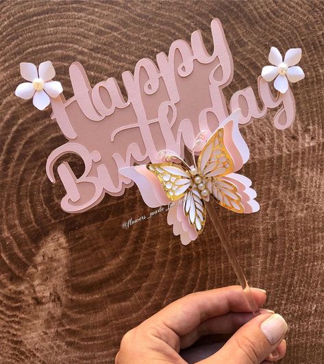 Cake Toppers Made With Cricut, Cake Toppers Cricut, Cricut Cake Topper, Cake Topper Cricut, Cardstock Cake Topper, Cake Topper Ideas, Happy Birthday Topper, Cake Topper Design, Cake Toppers Birthday