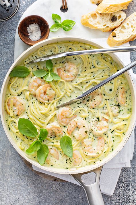 Shrimp Pesto Recipes, Pesto Shrimp Pasta, Basil Cream Pasta, Pesto Pasta Shrimp, Creamy Pesto Pasta Sauce, Shrimp And Pesto Pasta, Shrimp Pesto Pasta Recipes, Pesto Pasta Recipe, Pasta With Shrimp