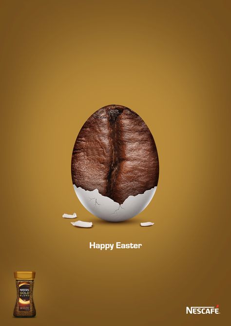 Nescafé Gold Easter Ad.I made it just for fun! Nescafe Gold, Coffee Advertising, 광고 디자인, Creative Advertising Design, Visual Metaphor, Publicidad Creativa, Coffee Poster, Poster Ads, Social Media Design Inspiration