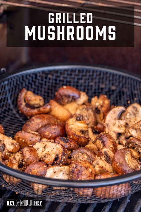 Balsamic Marinated Grilled Mushrooms | Hey Grill, Hey Marinated Grilled Mushrooms, Bbq Recipes Sides, Smoked Pork Tenderloin, Hey Grill Hey, Bbq Appetizers, Bbq Side Dishes, Bbq Side, Vegetable Recipe, Marinated Mushrooms