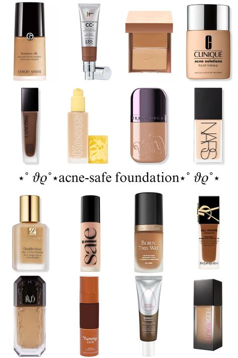 acne safe foundation Saie Glowy Foundation, Foundation For Oily Skin Acne, Acne Safe Foundation, Glowy Foundation, Acne Safe Makeup, Light Coverage Foundation, Safe Makeup, Foundation For Oily Skin, Makeup Sephora