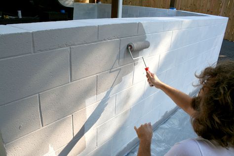 Little Things Bring Smiles: .How To Paint Cinder Block. Paint Cinder Blocks, Cinder Block House, Concrete Block Walls, Cinder Block Garden, Cinder Block Walls, Cinder Blocks, Cement Blocks, Block Painting, Fence Paint