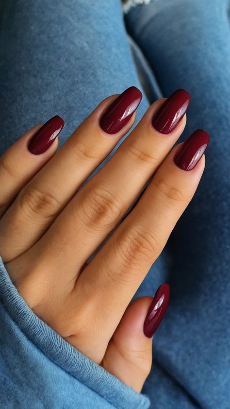 Discover the latest burgundy nails designs for a classy and elegant look From dark red to sophisticated French tips these nail art ideas will elevate your polish game Find inspiration for black and short French tips chic chrome accents and acrylic short designs Elevate your nail game with these trendy burgundy nail designs Burgundy Short Nail Designs, Short Coffin Burgundy Nails, Burgundy Xmas Nails, Winter Nails Elegant, Maroon Dip Nails, Deep Red Nails Short, Dark Red Nails Christmas, Plum French Tip Nails, Deep Red Nails Acrylic