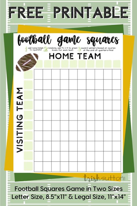 Football Squares Game Party Printable | TrishSutton.com #superbowl #freeprintable #bytrishsutton #partygame #footballsquares Super Bowl Squares, Football Squares Template, Superbowl Humor, Football Board Game, Superbowl Squares, Superbowl Party Games, Football Squares, Baby Q Invitations, Football Pool