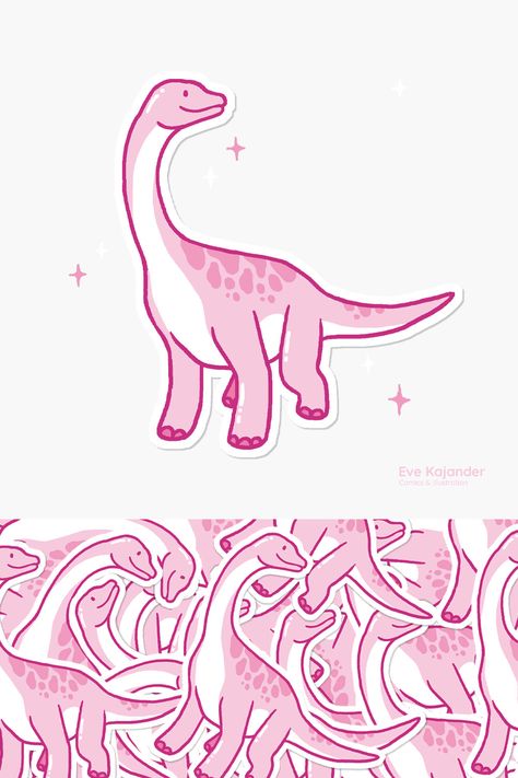 Apatosaurus Drawing, Dino Pattern, Pink And Sparkly, Dino Design, Dinosaur Drawing, Dinosaur Illustration, Pink Dinosaur, Shrinky Dink, Cartoon Dinosaur